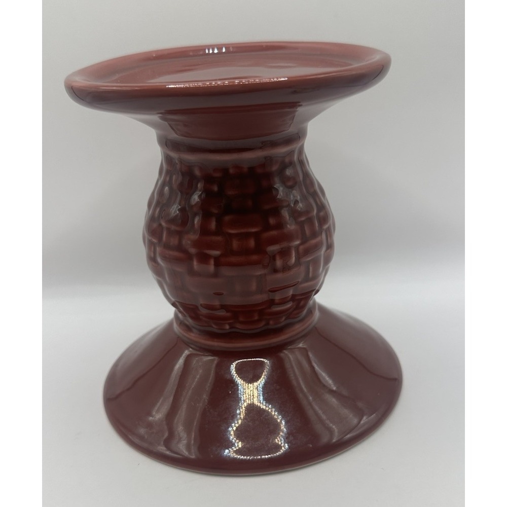 Longaberger Woven Traditions 5" Tall Pedestal Pillar Candle Holder Paprika Red